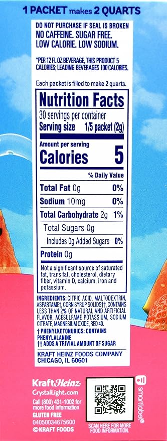 Crystal Light Strawberry Watermelon Drink Mix 12-Quart Canister (Pack of 19)