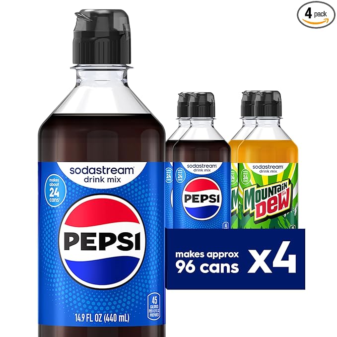 SodaStream Pepsi MTN Dew New Pour Bottle Variety Pack 440ml (Pack of 4)