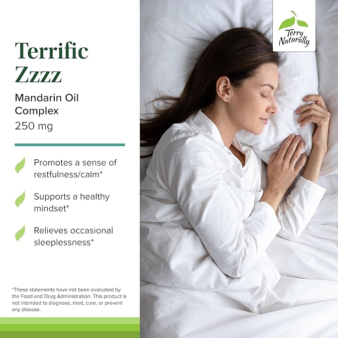 Terry Naturally Terrific Zzzz - Sleep Supplement for Adults - Dietary Supplement with Mandarin Lemon Balm &amp Lavender - Non-GMO Relaxation &amp Sleep Relief Aid - 30 Softgels (2 Pack)