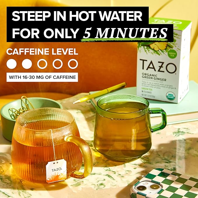 TAZO Organic Green Tea Green Ginger 96 Total Tea Bags (16ct - Pack of 6)