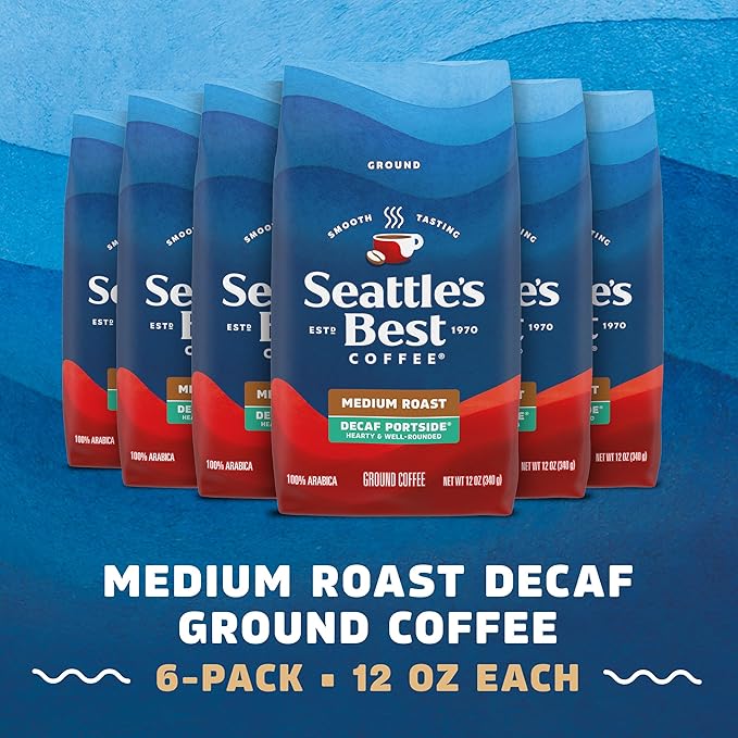 Seattle's Best Coffee Decaf Portside Blend Medium Roast Ground Coffee | 12 Ounce Bags (Pack of 6)