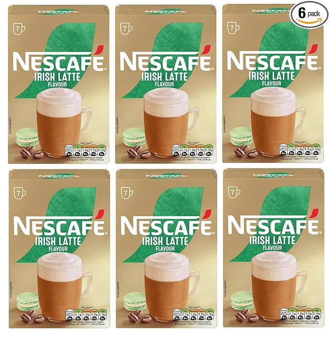 NESCAFÉ Irish Latte Instant Coffee Sachets x7 (Pack of 6 Total 42 Sachets) – Creamy Latte with Smooth Irish Flavour