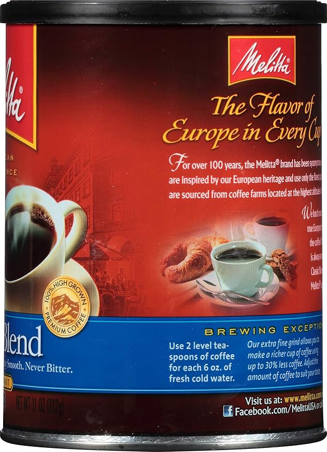 Melitta Classic Blend Medium Roast Ground Coffee 23-Ounce Cans (Pack of 2)