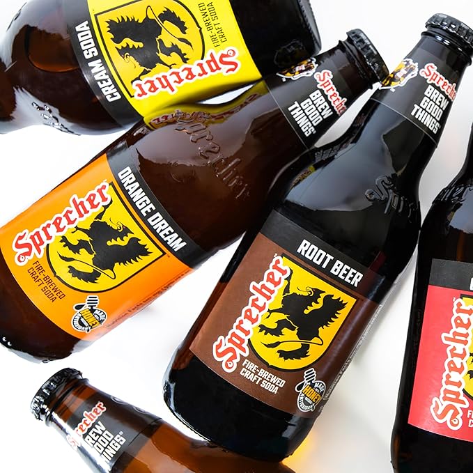 Sprecher Cream Soda in 16 fl oz Glass Bottles (12 Pack) Fire-Brewed Craft Soda with Real Honey Gourmet Handcrafted Soft Drink