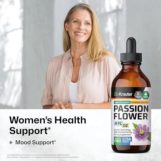 BIO KRAUTER Lemon Balm Tincture 4 Fl. Oz. &amp Passionflower Tincture 4 Fl. Oz.