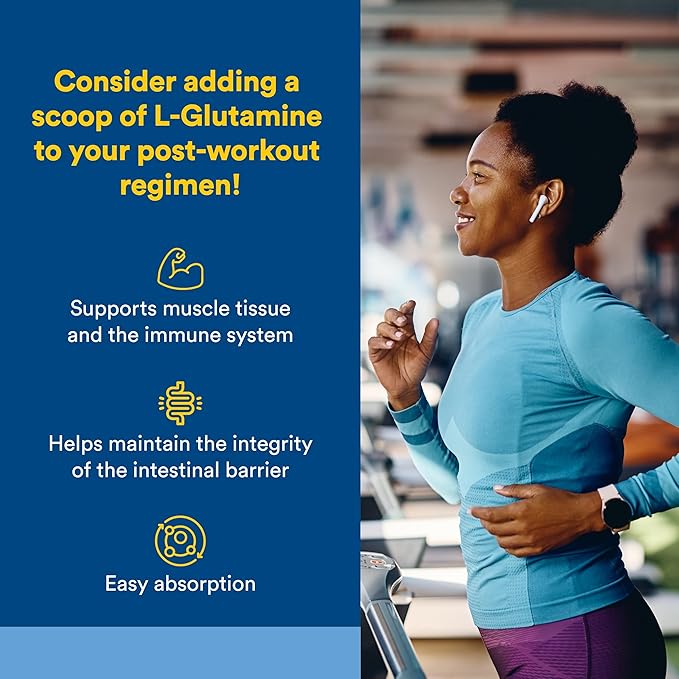 Natural Factors Micronized L-Glutamine 5000 mg Powder - Easy Absorption Gut Health Support Supplement - Powder Amino Acid Supplement Supports Muscle Recovery - 16 oz (90 Servings)