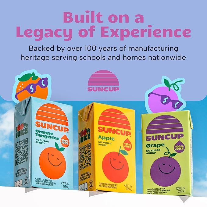 SunCup 100% Juice Boxes for Kids | No Added Sugar No Dyes No Preservatives | Trusted in Schools Across 49 States | Bulk Pack with Straw | 4.23 oz (40 Pack) Very Berry