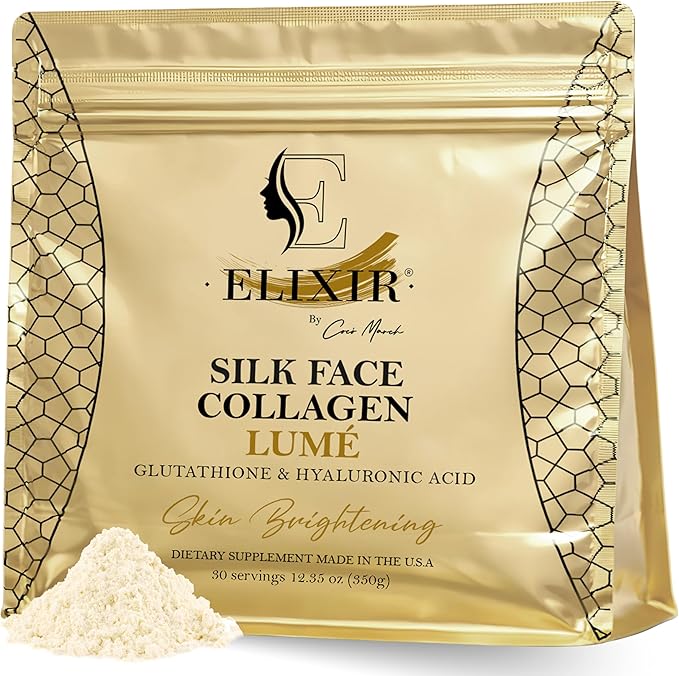 Elixir Silk Face Collagen Lumé - Collagen Powder with Hyaluronic Acid &amp Glutathione – Collagen Peptides 20g Protein Powder for Women – Supports Skin Care Hydration Elasticity &amp Radiance - 35