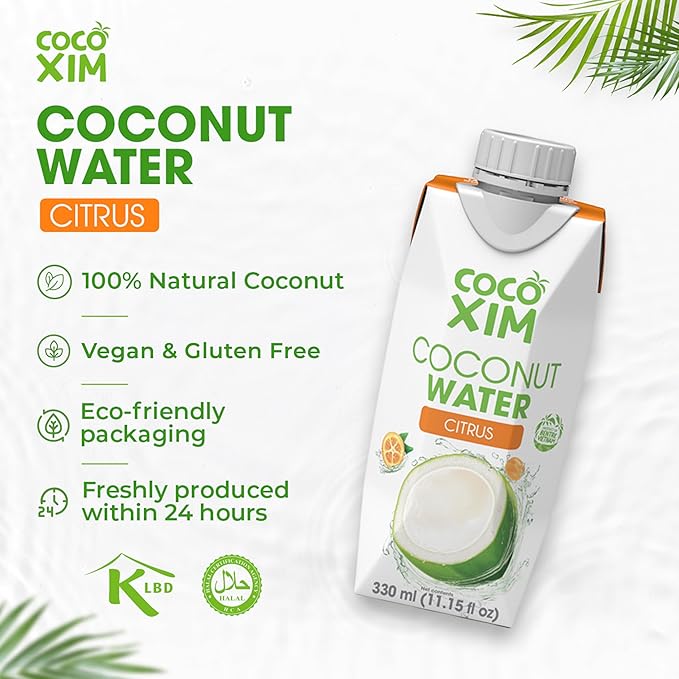 COCOXIM Ready to Drink Coconut Water with Citrus Juice – 11 oz (Pack of 12)|100% Natural &amp Fresh with Electrolytes &amp Nutrients | Halal &amp Kosher Certified | Alternative to Soda Soft Drinks