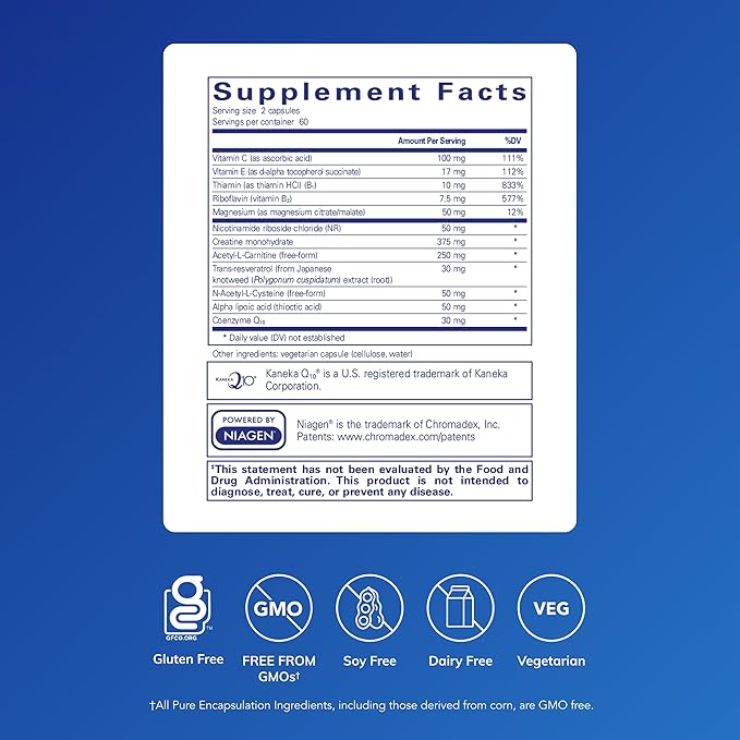 Pure Encapsulations Mitochondria-ATP - Mitochondrial Support - ATP Production Aid* - with Vitamin C Vitamin E &amp Thiamin - Antioxidant Support - 120 Capsules