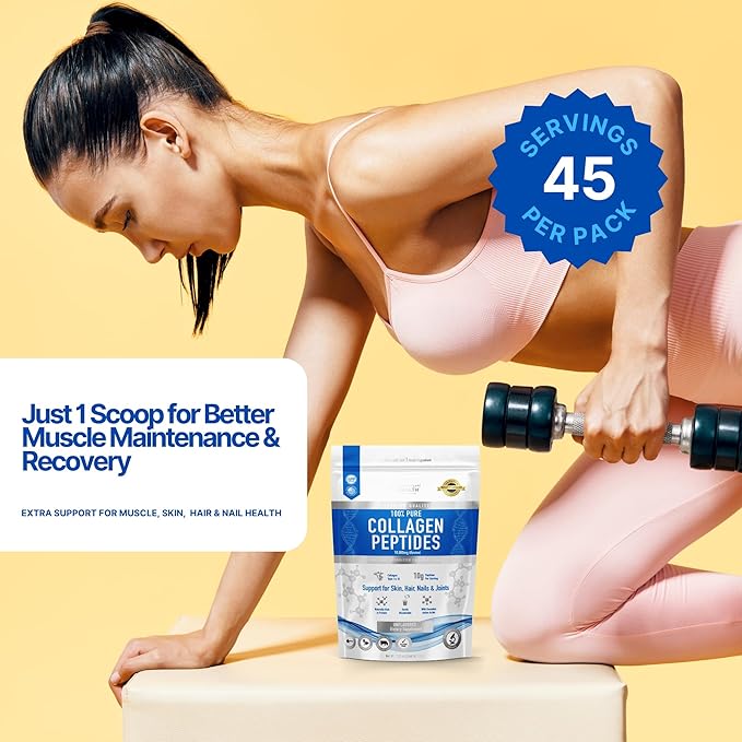The Intelligent Health Collagen Peptides Powder 45 Servings Hydrolyzed Collagen Type I &amp III Grass Fed Unflavored Gluten Free Keto/Paleo 10g Servings 15.9 Oz Skin Support Hair Nail Jo