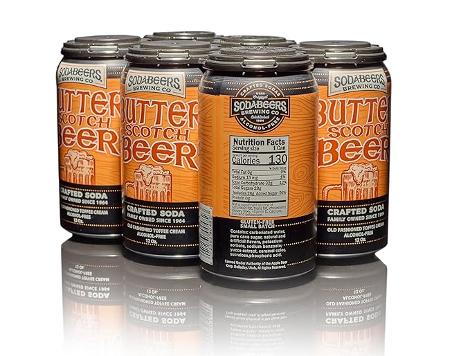 Butterscotch Beer | SodaBeers Brewing Co | Alcohol-Free Gluten-Free Crafted Sodas Made With Natural Flavors and Real Sugar Refreshing Fruit Beverages (12 Cans)