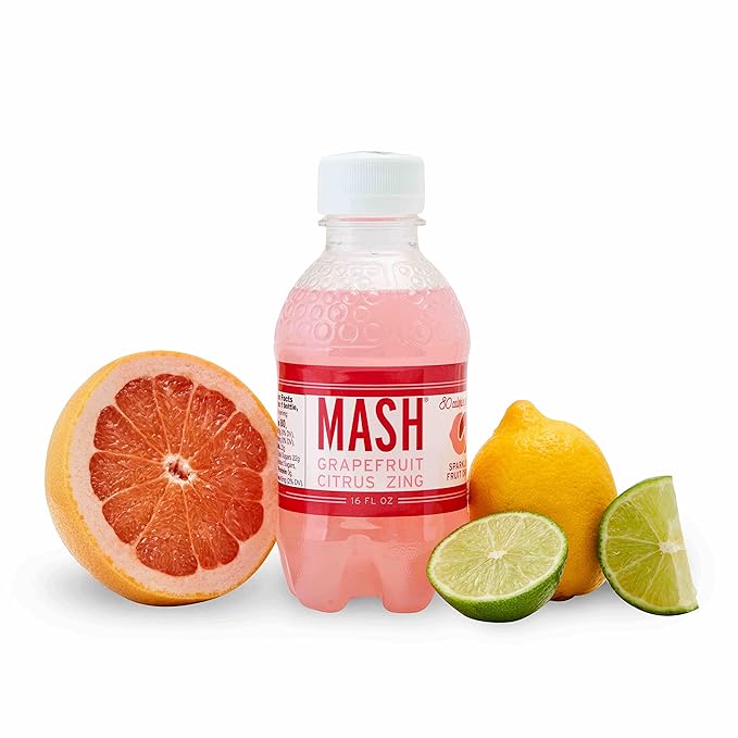 Boylan Bottling MASH Great Tasting Grapefruit Citrus Zing – Lightly Carbonated Fruit Drink - Low Calorie &amp No Sugar - Made With All Natural Pure Cane Sugar- 12 Count