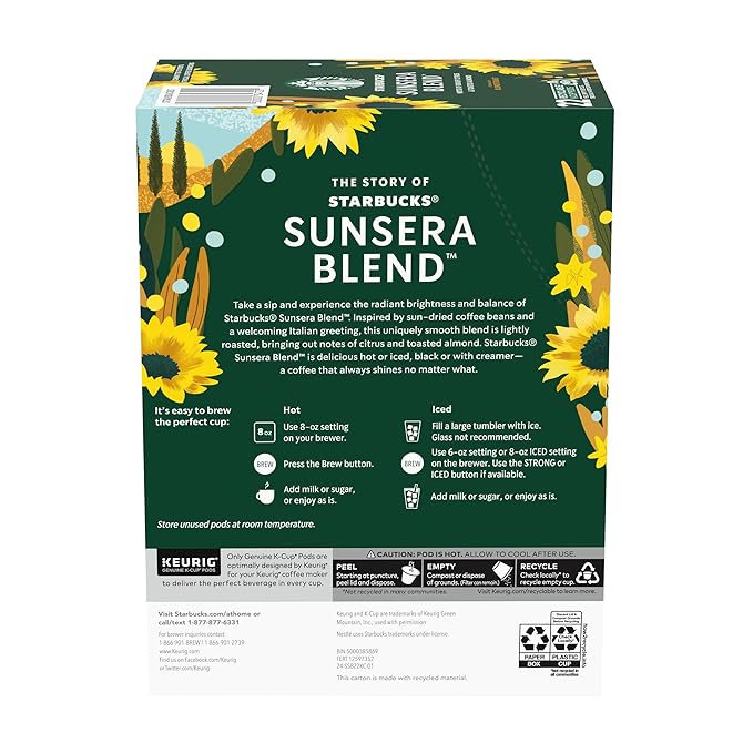 Starbucks K-Cup Coffee Pods Sunsera Blend For Keurig Coffee Makers 100% Arabica 1 Box (40 Pods)