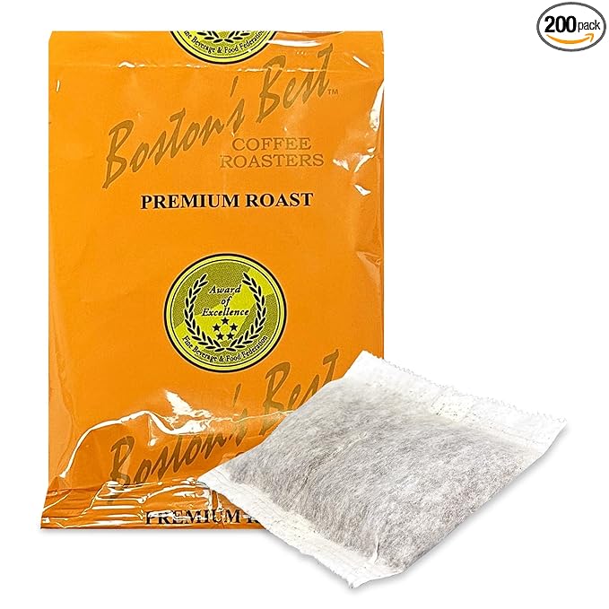 Boston’s Best - In-Room Premium Roast Regular Ground Coffee Filter Portion Packets Brewed Drinks Pack of 200 (.664 oz. per packet) Use with 4-Cup Drip Coffee Machine