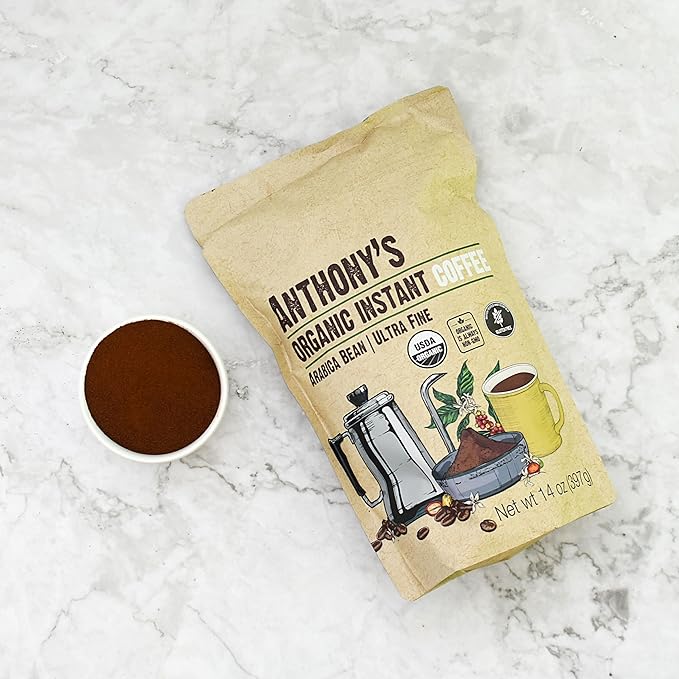 Anthony's Organic Instant Coffee14oz Ultra Fine Microground Gluten Free Arabica Non GMO (Pack of 2)