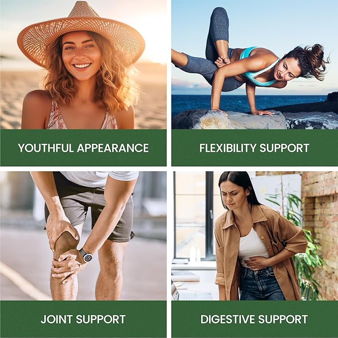 Multi Collagen Protein Peptides Supplement Capsules - 1800mg Collagen Complex Types I II III V X - Joint Support Healthy Hair Skin Nails Beauty Vitamins 100% Natural Non-GMO 270ct (3)