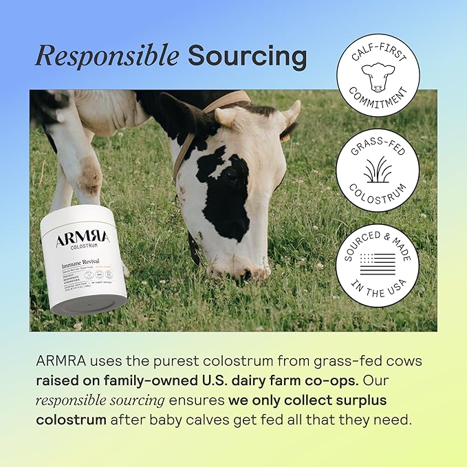 ARMRA Colostrum Powder | Unflavored | Gut Health &amp Bloating | Skin &amp Hair | Immunity | Keto Gluten &amp Fat-Free | 120 Servings