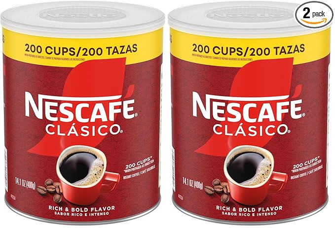 NESCAFÉ CLÁSICO Instant Coffee Dark Roast Coffee 1 Canister (14.1 Oz) (Pack of 2)