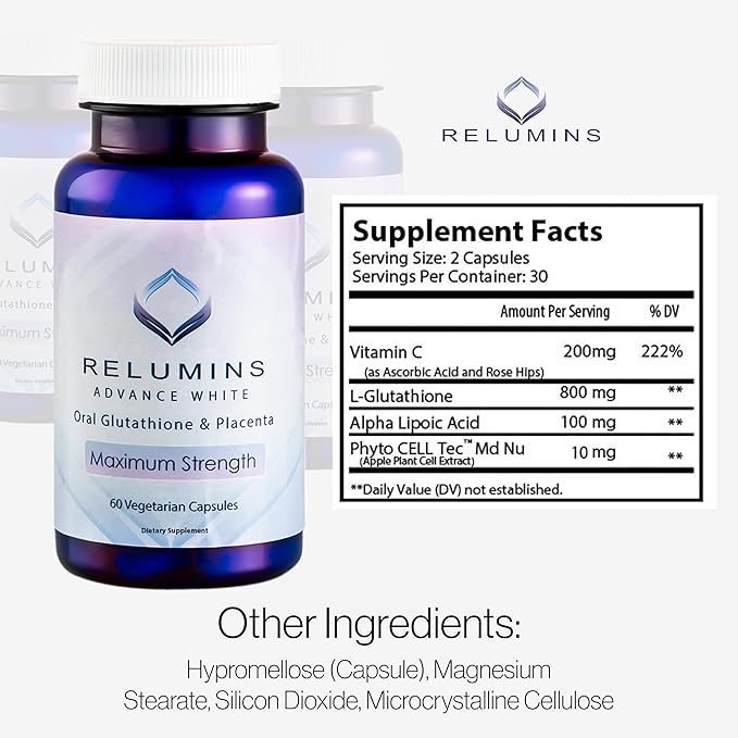 Relumins Radiant Bundle Set - 20 Bottles (50ml) Collagen Beauty Drink + 60 Capsules Advance Glutathione with Rose HIPS