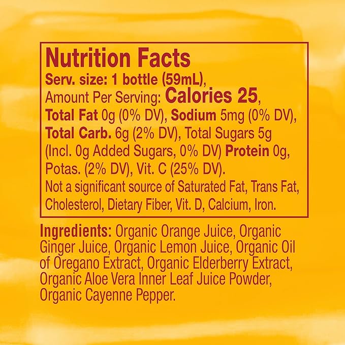 Vive Organic Immune Support Shot Cold-Pressed Ginger Elderberry &amp Oil of Oregano Gluten Free Vegan Wellness Rescue Oil of Oregano 2 Fl Oz (Pack of 12)