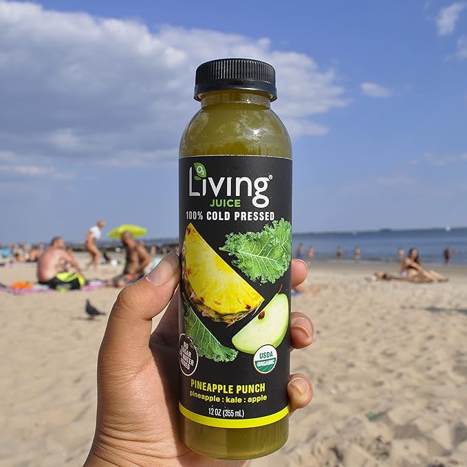 O2 Living Juice Cold Pressed Drink - Pineapple Punch Organic Juice Pack - No Added Sugars or Water Naturally Sweetened from Fruits Rich in Nutrients &amp Vitamins - Non-GMO - 12 fl oz - 12 Pack