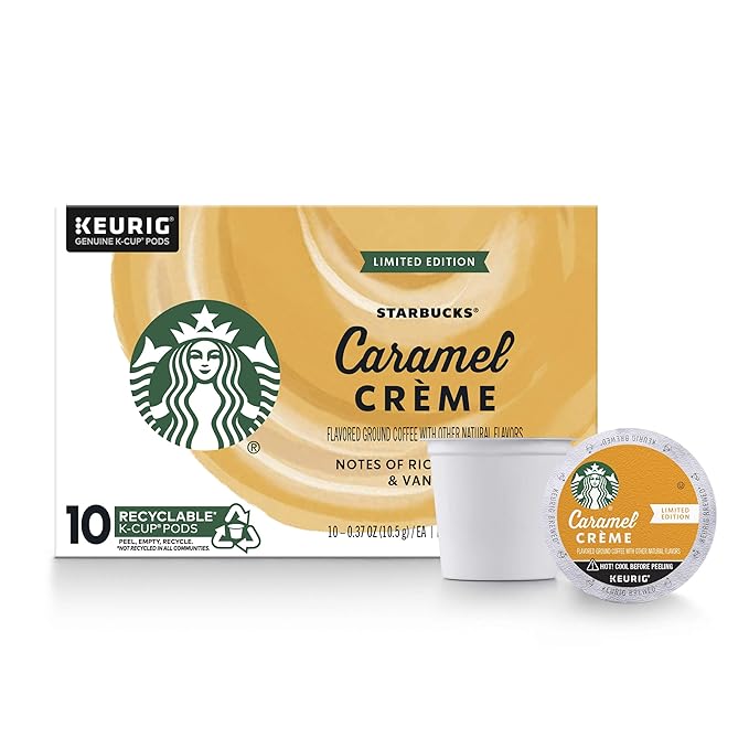 Starbucks Flavored K-Cup Coffee Pods — Caramel Crème for Keurig Brewers 10 Count (Pack of 6)