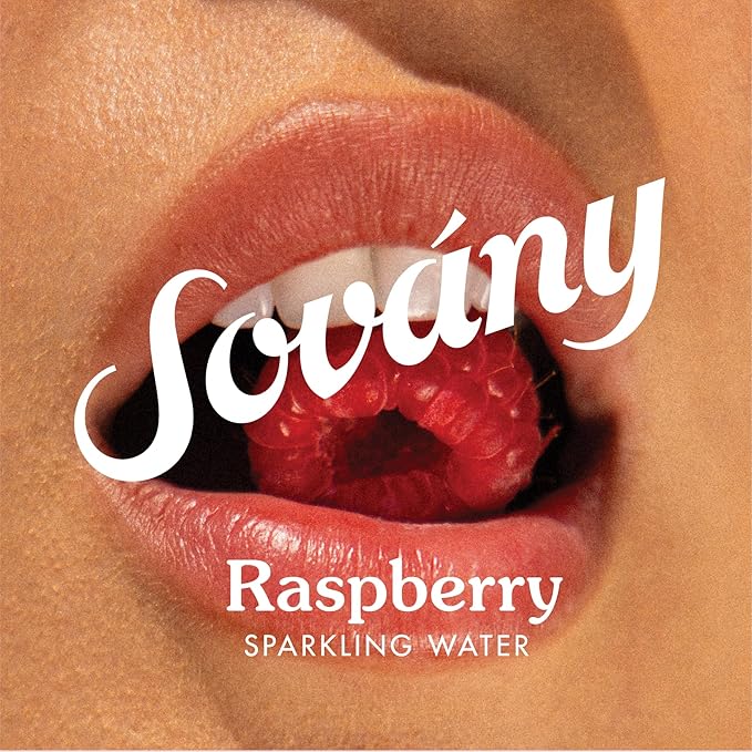 Sovány Sparkling Water Raspberry Seltzer Water Drinks USDA Organic Made With Real Fruit Non-GMO Vegan No Added Sugar Low Calorie 12 fl oz 12 Pack