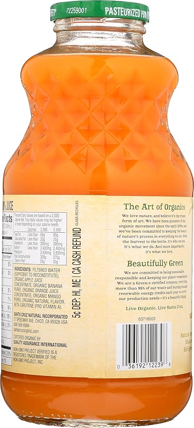 Santa Cruz Organic Orange Mango Fruit Juice Non GMO 32 Fluid Ounces (Pack Of 6)