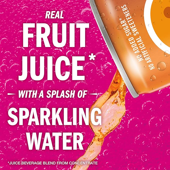 IZZE Sparkling Water Juice Beverage Blend Clementine No Sugar Added 8.4 FL OZ 24 Cans