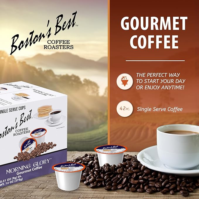 Boston’s Best Gourmet Coffee – Morning Glory Blend – Medium Dark Roast – Single Serve Coffee Pods Compatible with Keurig Brewers – 42 Pods