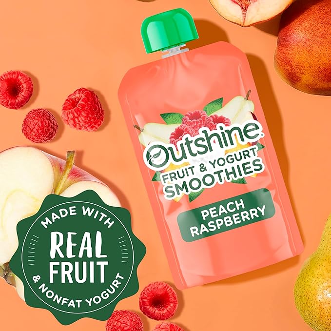 Outshine Smoothie Raspberry Peach Flavor Pouches 6(4x3.5oz)US