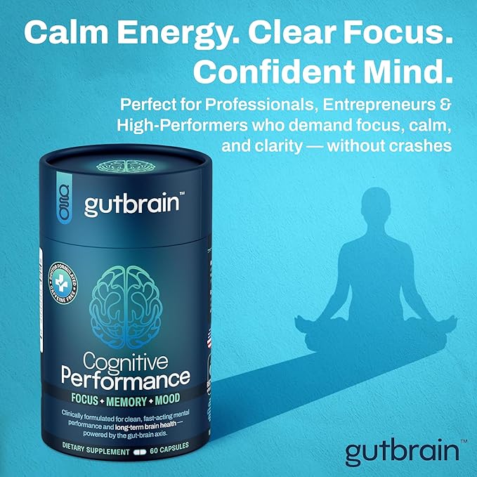 Brain Supplement for Memory and Focus with Probiotics Advanced 2 in 1 Nootropic Brain Support for Mental Clarity Caffeine Free Doctor Formulated Supplement 60 Capsules