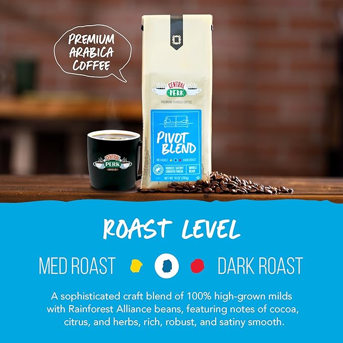 Central Perk Whole Bean Variety Pack - 100% Arabica Coffee Beans Includes Medium Medium Dark &amp Dark Roast Blends How You Doin Pivot &amp We Were On a Coffee Break 3 x 10oz Bags