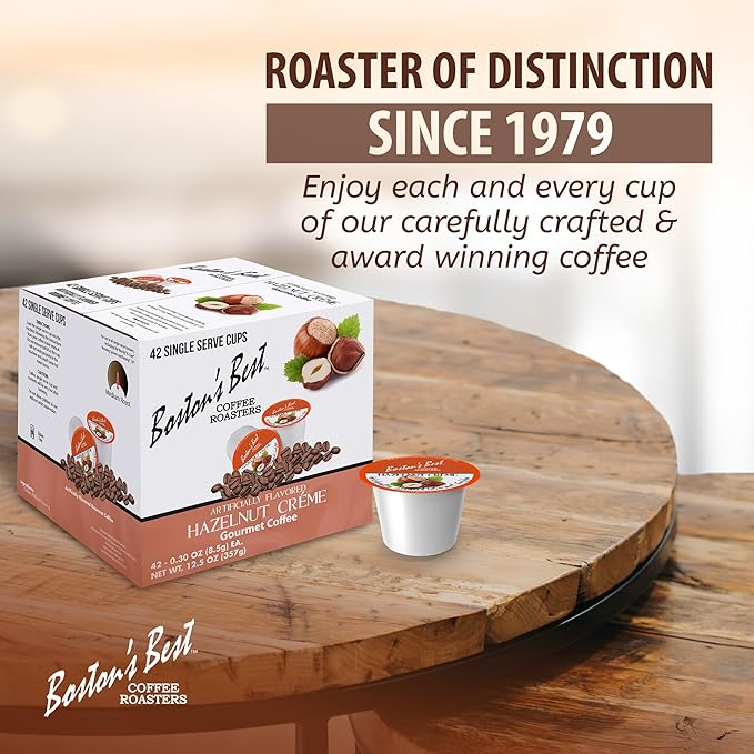 Boston’s Best - Hazelnut Creme Flavored Delicious Gourmet Coffee Compatible with Keurig® Coffee Maker 1 Count (42 Single Serve Cups)