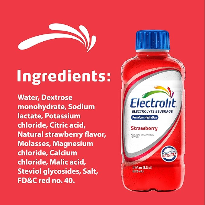 Electrolit Electrolyte Beverage Strawberry 21 Fl Oz bottle (Pack of 12)
