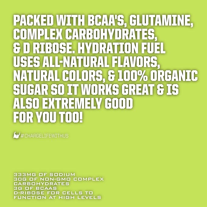 Ryno Power Hydration Fuel Electrolyte Drink Mix Single Caddy (12 Servings) 'Lemon Lime' - Advanced Electrolyte Formula + BCAA's - Gluten Free - Sustained Energy and Muscle Recovery
