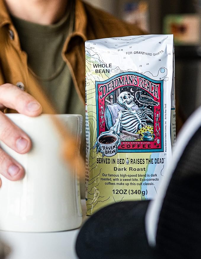 Raven's Brew Coffee High Caffeine Coffee Dark Roast Ground - Deadman's Reach 2-pack of 12oz