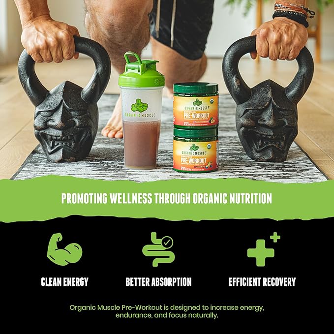 USDA Organic Pre-Workout Powder Lemon Berry | Clean Energy Without Jitters | Natural Performance Boost | No Artificial Sweeteners | 20 Superfoods | Low Caffeine 20 Servings