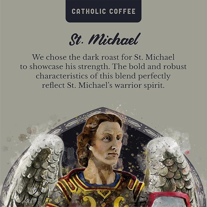 Catholic Coffee St. Michael the Archangel Dark Roast Ground Coffee &amp Tumbler Gift Set – 12oz Bag Christmas Gift for Coffee Lovers Catholic Holiday Box