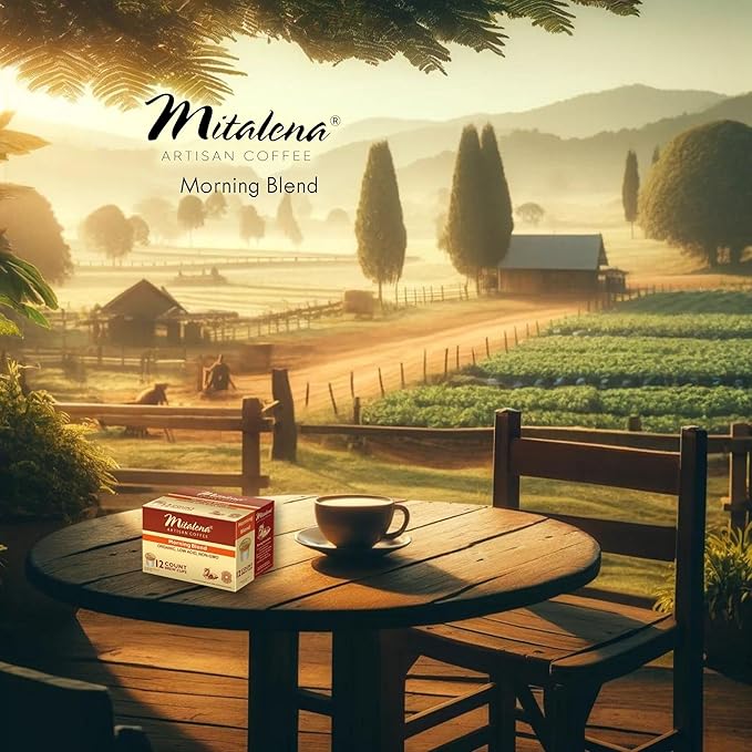 Mitalena Morning Blend Low Acid Coffee Pods - Medium Roast Organic compatible with Keurig - Enjoy Small Batch Artisan Coffee Avoid Heartburn and Acid Reflux - 96 cups