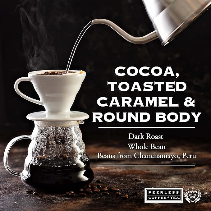 Peerless Organic Dark Roast Whole Bean Coffee (2 lb.) — Direct Trade Organic French Roast Made from 100% Arabica Beans from Peru
