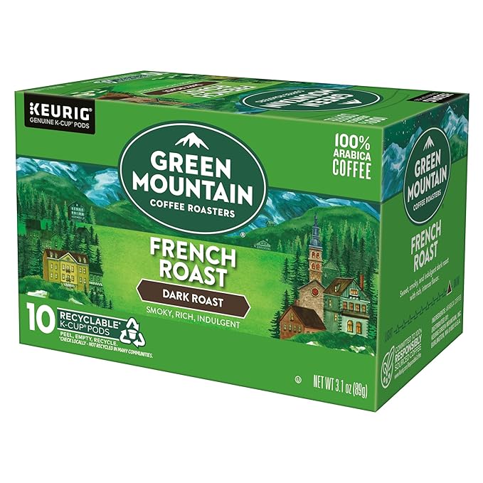 Green Mountain Coffee Roasters French Roast Keurig K-Cup Pods Dark Roast Coffee 60 Count (6 Packs of 10)