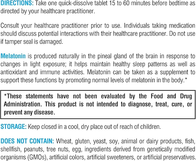 XYMOGEN Melatonin - Peppermint Lozenges - 3mg Melatonin Supplement for Nighttime Antioxidant + Immune Support (60 Quick-Dissolve Tablets)