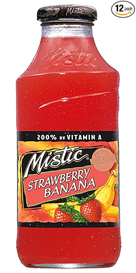 Mistic Strawberry Banana Juice 16 fl oz (12 Glass Bottles)
