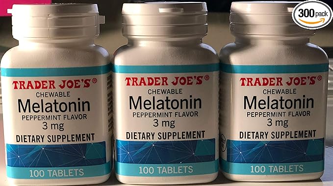 Trader Joe's 3 Pack Chewable Melatonin Peppermint Flavor 3MG 100 Tablets