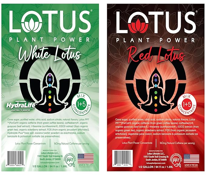 Lotus Energy Drink Concentrate 64 fl oz (White &amp Red) Pack of 2