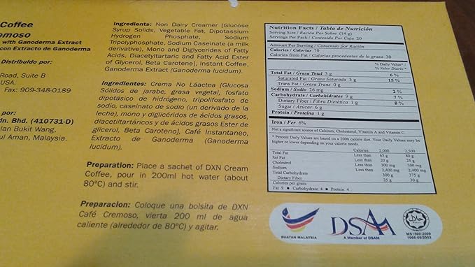 DXN 2 in 1 Cream Coffee with Ganoderma Extract