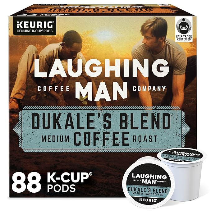 Laughing Man Dukale's Blend Keurig Recyclable K-Cup Coffee Pods Medium Roast Arabica Coffee for Keurig Makers 88 Count (4 Packs of 22)