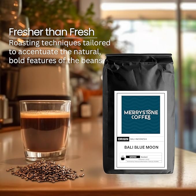 Merrystone Coffee Organic Bali Blue Moon Medium-Dark Roast Roasted to Order 5 lb Ground (Fine Espresso)